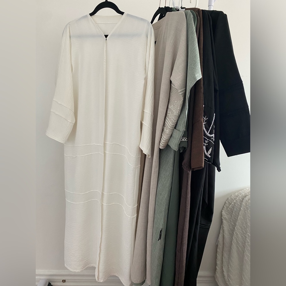 White abaya with white scarf